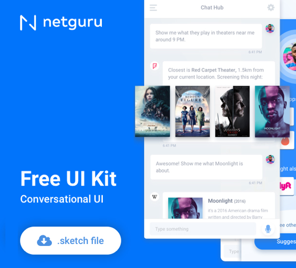 Conversational iOS UI Free kit for Sketch - FreebiesUI