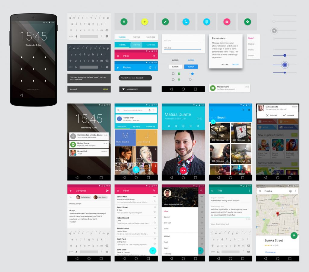 Android Lollipop GUI Kit for PSD - FreebiesUI