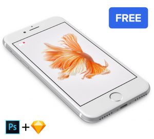 iPhone 7 Silver Mockup Left Perspective PSD and Sketch