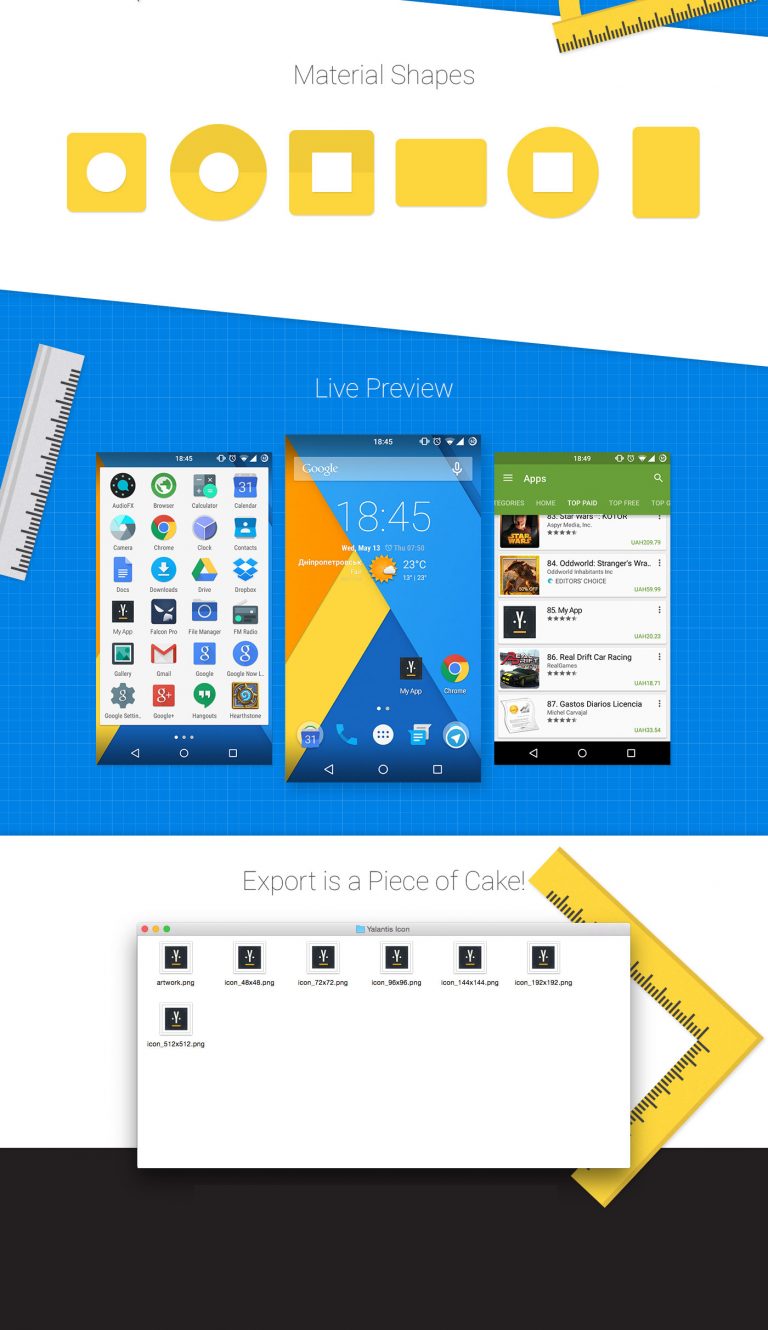 Android Material Design Icon Template for Google Play - FreebiesUI