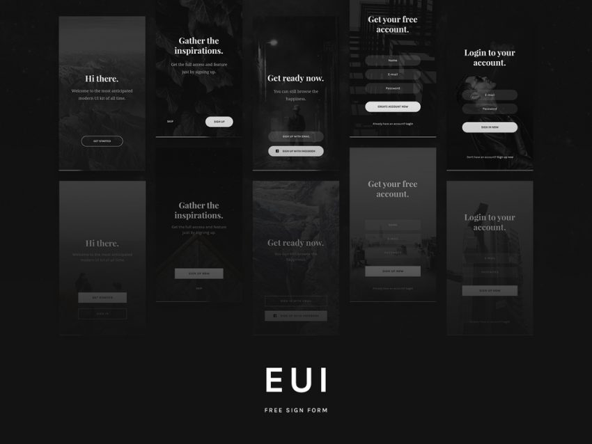 Part Sign Ui EUI Free Sign Form UI Kit - Download FREE PSD - FreebiesUI