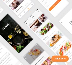 Flavr iOS App UI Kit for Sketch - Modern Food App Design Resource