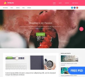MyBlog Free Blog Template for Photoshop Designers