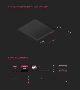 Aerea - Dark UI Kit for PSD - fully scalable