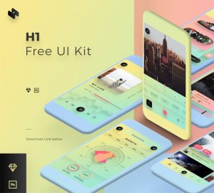 H1 App Design UI Kit for Sketch and PSD - 470 UI Elements