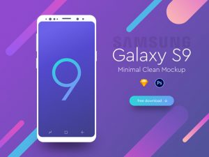 Samsung Galaxy S9 Minimal Mockup - Clean PSD and Sketch Asset 2018