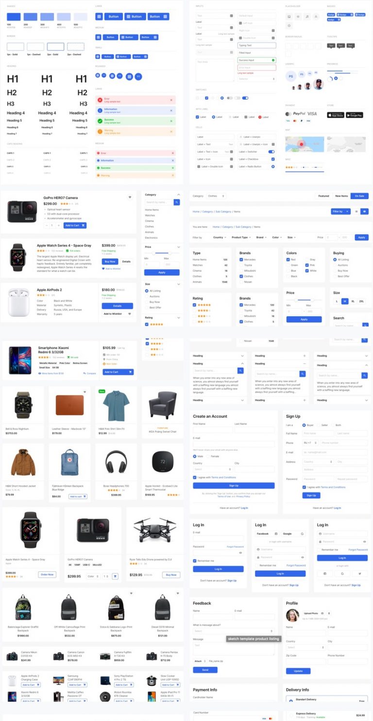 Ecom Ui E-commerce UI Kit - Basic Design System for Sketch - FreebiesUI