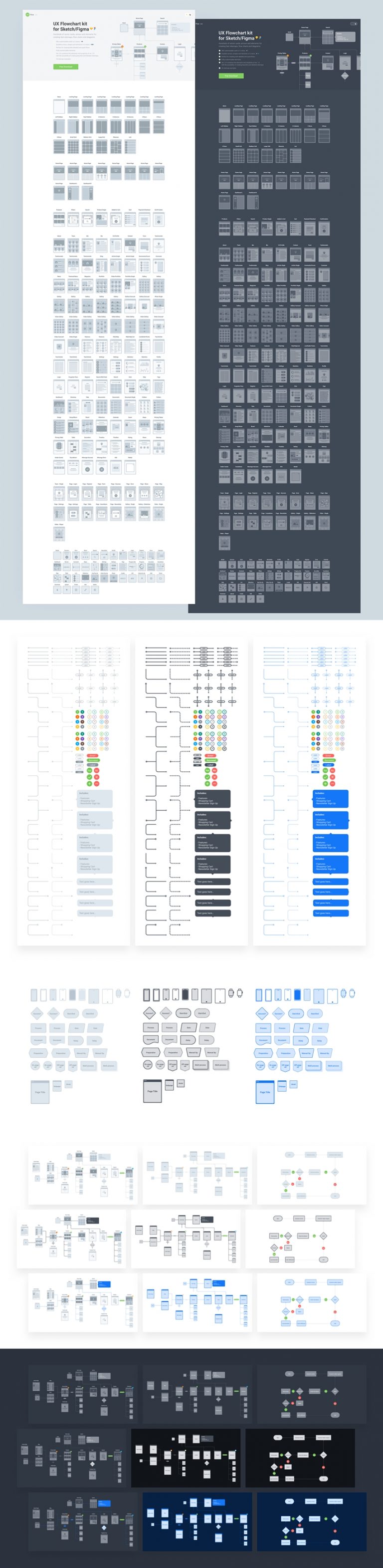 UX Flowchart Kit - Figma and Sketch Freebie - FreebiesUI