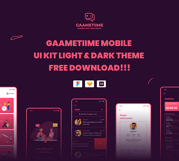 Game Time UI KIT FREE - Figma, Sketch and Adobe Xd - FreebiesUI