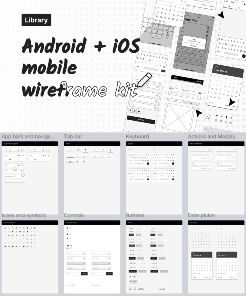 Mobile Wireframe UI Kit - Figma - FreebiesUI